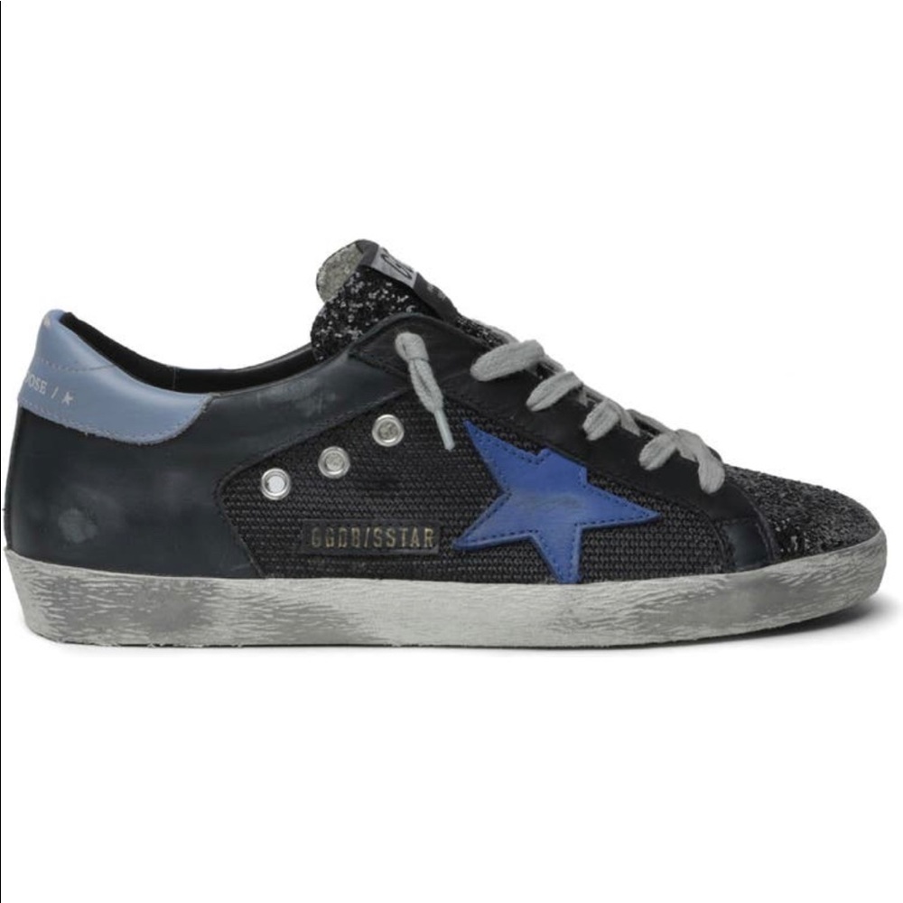 GGDB Superstar Sneakers Black mesh/glitter/Blue ⭐️